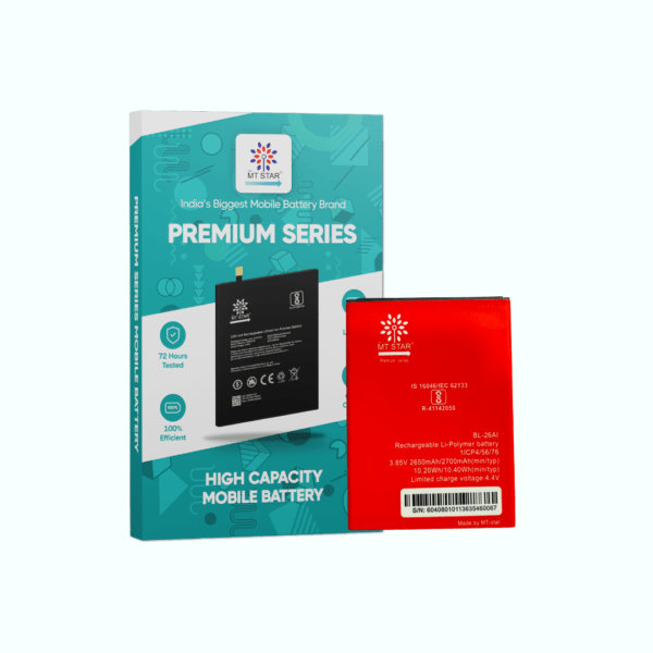 Image of BL26Ai Itel A45 phone battery with MT Star Premium Series box.