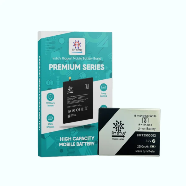 Image of Lava Z60 smartphone battery with MT Star Premium Series box.