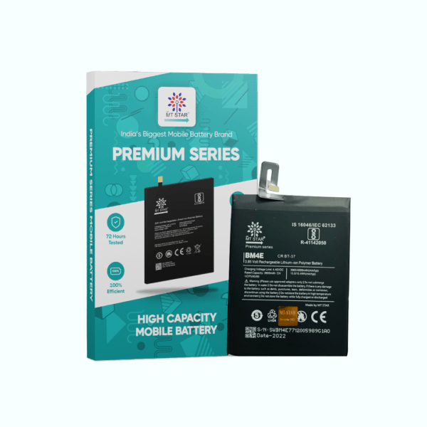 Image of BM4E MI POCO F1 phone battery with MT Star Premium Series box.