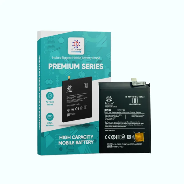 Image of BN59, Mi Redmi Note 10 phone battery with MT Star Premium Series box.