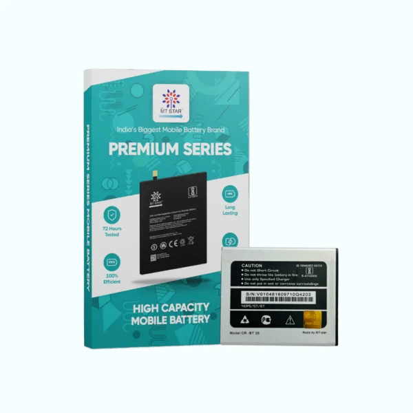 Image of Micromax Q4202 smartphone battery with MT Star Premium Series box.
